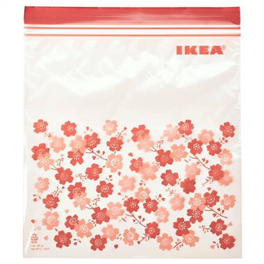 Ikea Istad Kilitli Buzdolabı Poşeti Pembe Çiçekli 25 Adet 2.5 lt 80488172
